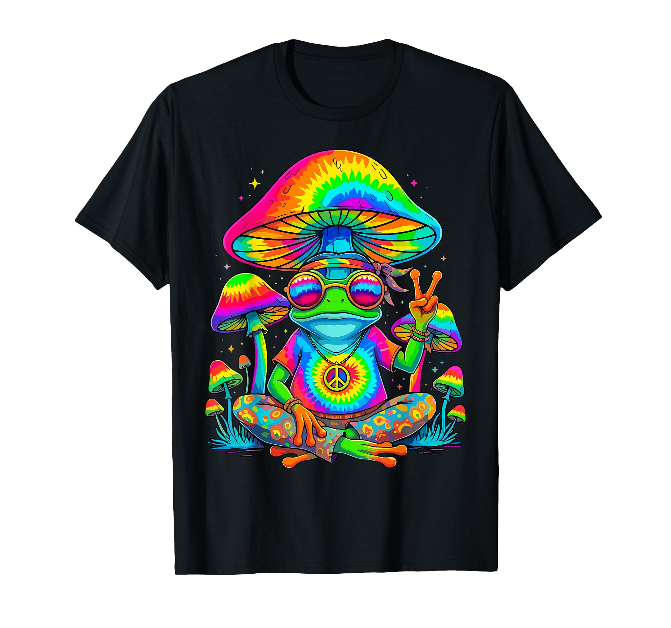 Hippie Frog Peace Sign Tie Dye T-Shirt - Casual Everyday Wear for Adults - T-Shirt, Sweatshirt, Hoodie