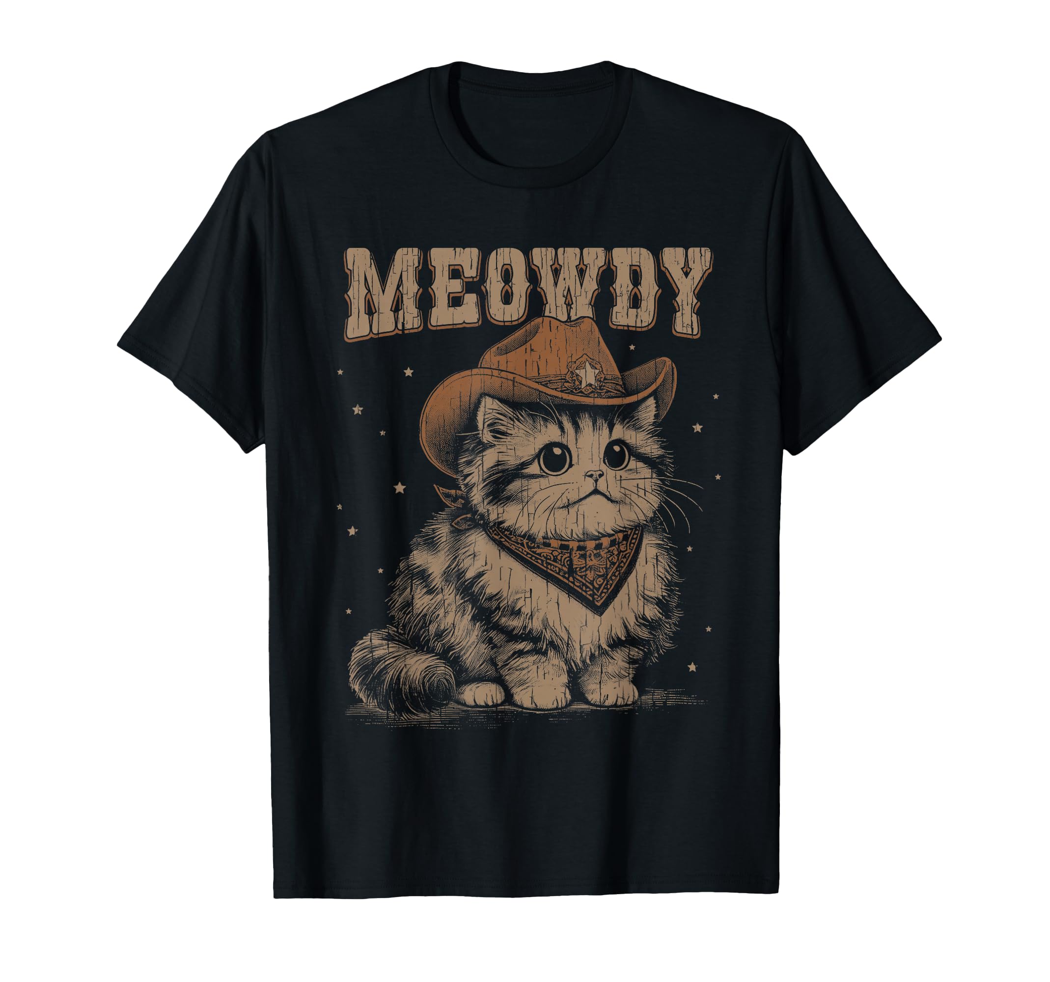 Meowdy Cat Funny Western Cowboy T-Shirt - Minimalist Print for Adults - T-Shirt, Sweatshirt, Hoodie