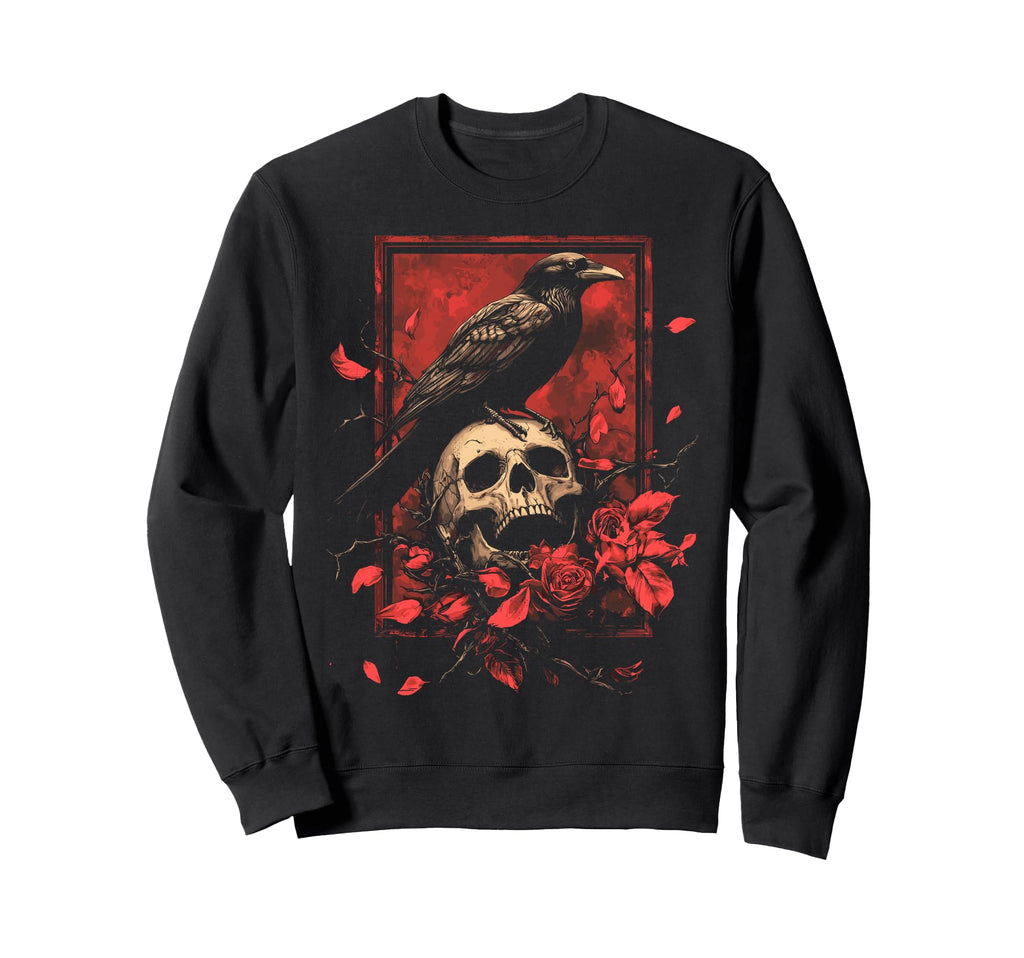 Raven Crow Y2K Grunge Aesthetic Sweatshirt - Minimalist Print Men Women - T-Shirt, Sweatshirt, Hoodie