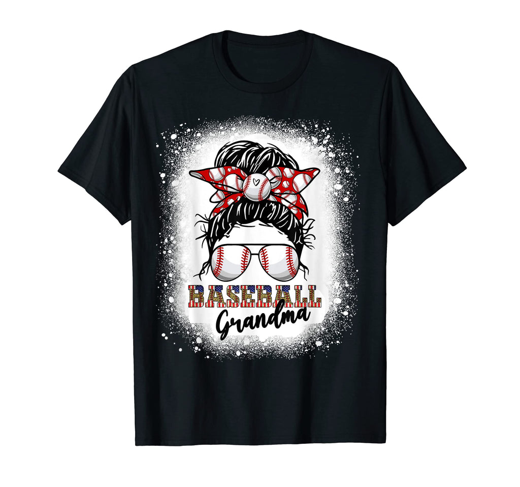 Baseball Grandma Messy Bun Hair Leopard T-Shirt - Graphic Print Unisex - T-Shirt, Sweatshirt, Hoodie