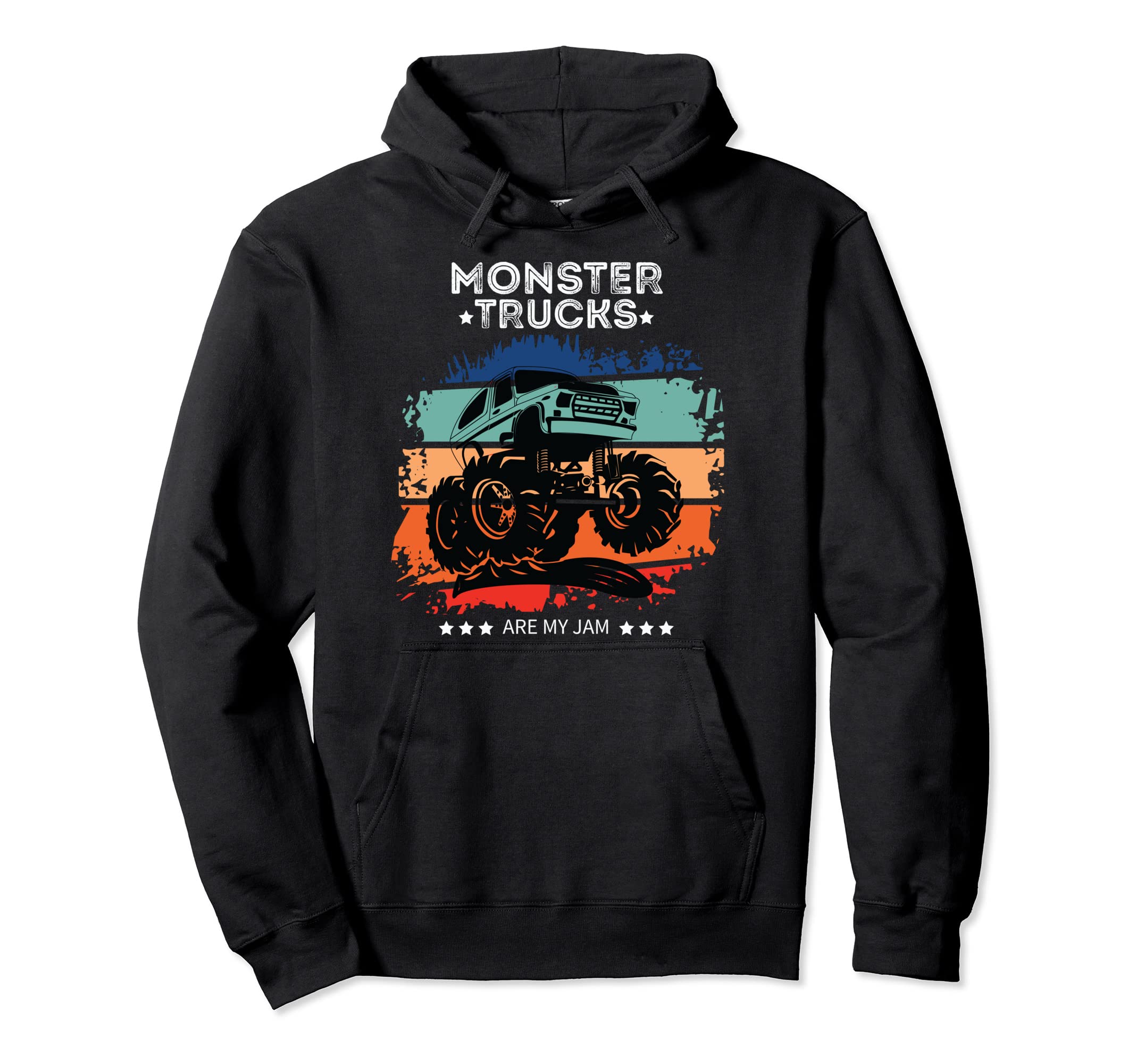Monster Truck Are My Jam Sunset Hoodie - Casual Everyday Wear for Adults - T-Shirt, Sweatshirt, Hoodie