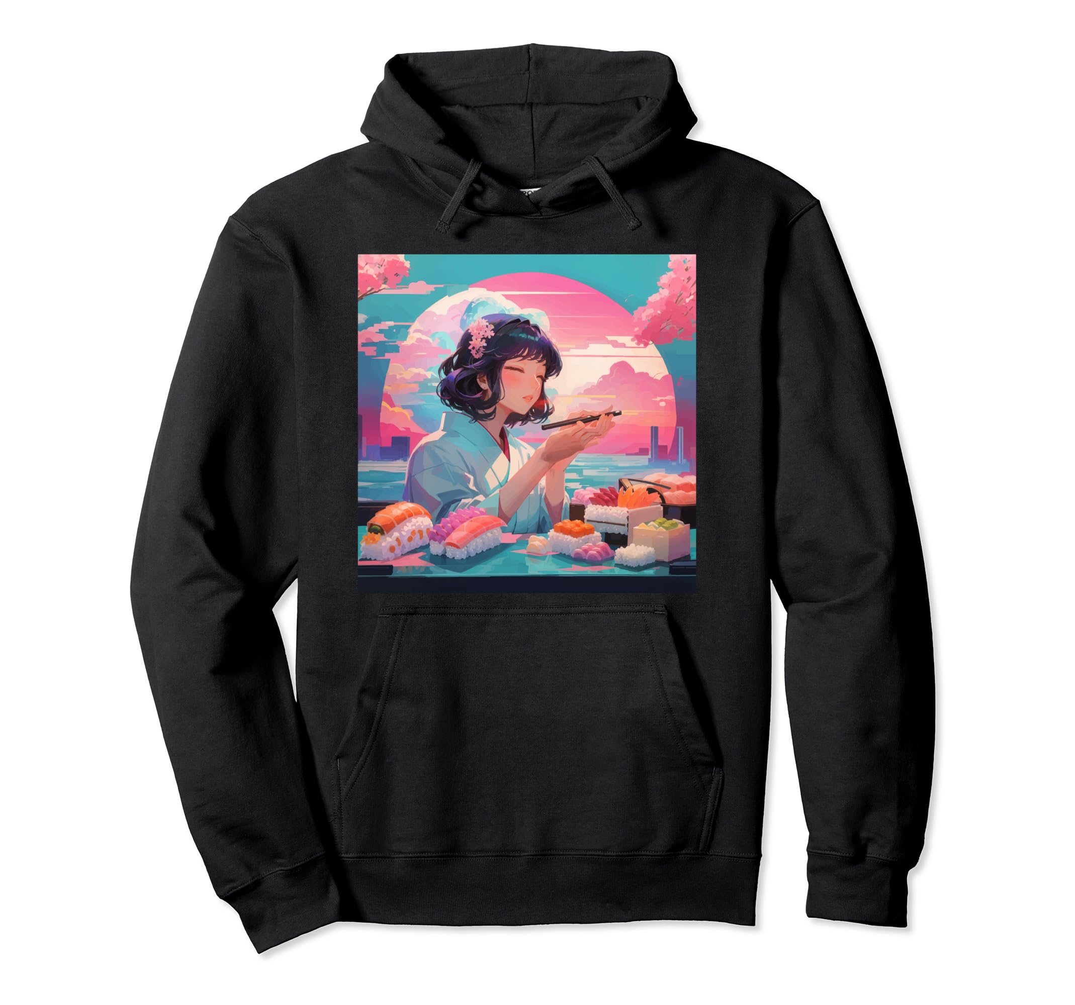 Lofi Vaporwave Sushi Aesthetic Japan Hoodie - Aesthetic Graphic for Adults - T-Shirt, Sweatshirt, Hoodie