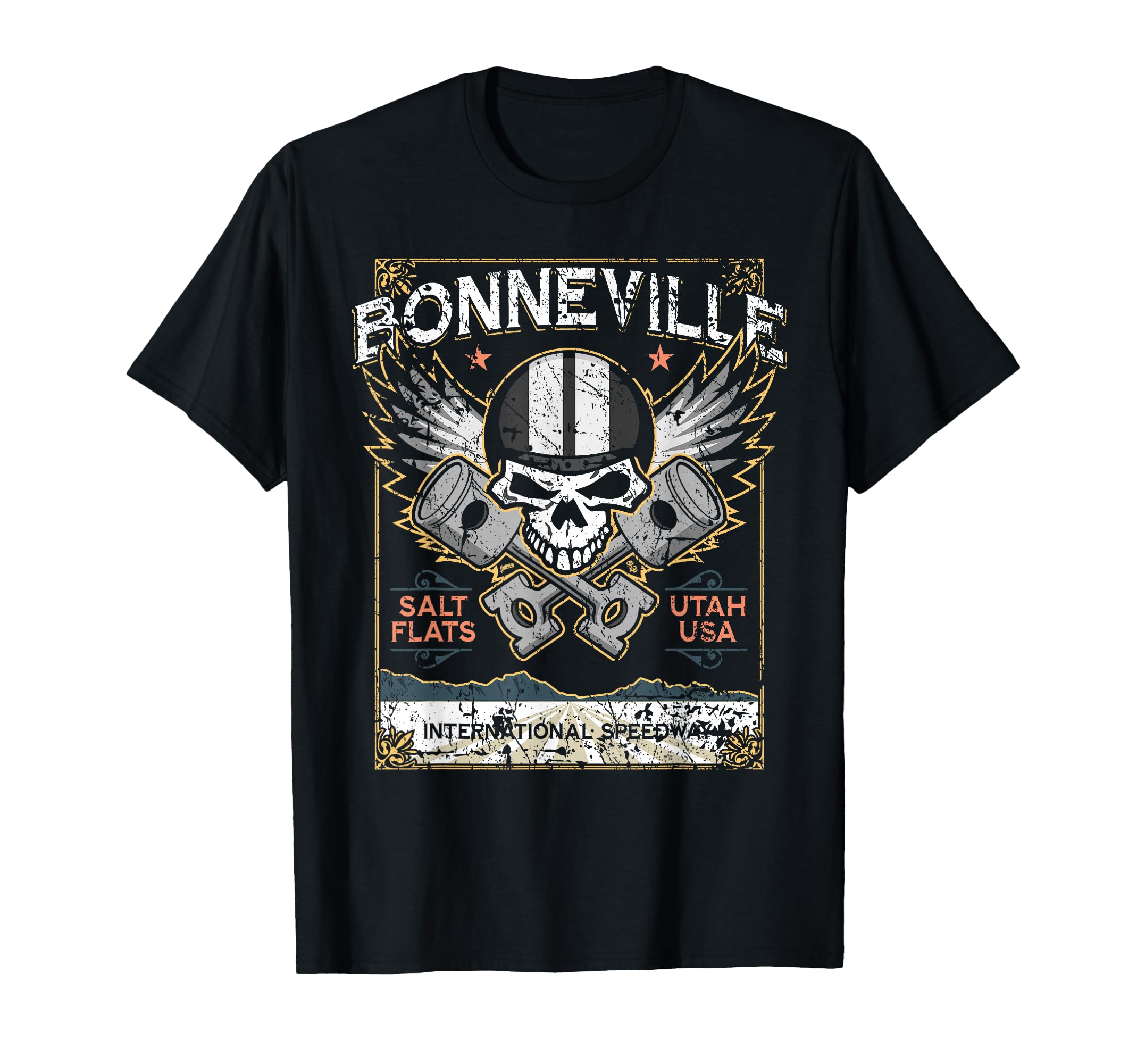 Bonneville Salt Flats Utah Distressed T-Shirt - Custom Art Print Men Women - T-Shirt, Sweatshirt, Hoodie