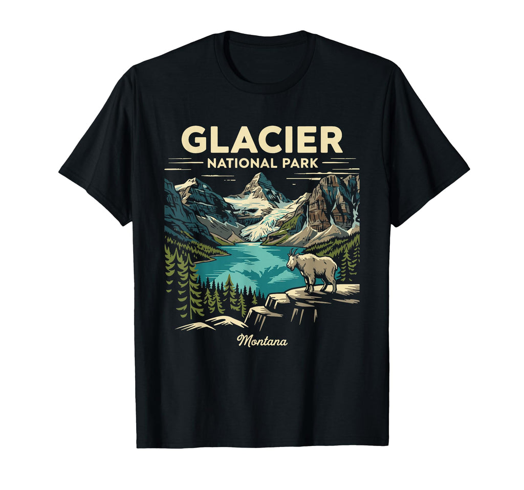 Glacier National Park Montana Nature T-Shirt - Minimalist Print Men Women - T-Shirt, Sweatshirt, Hoodie