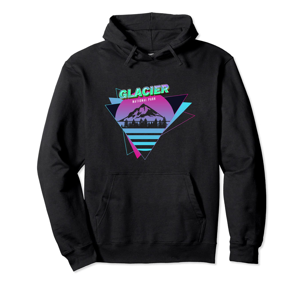 Vaporwave Glacier National Park Hoodie - Unique Graphic for Adults - T-Shirt, Sweatshirt, Hoodie