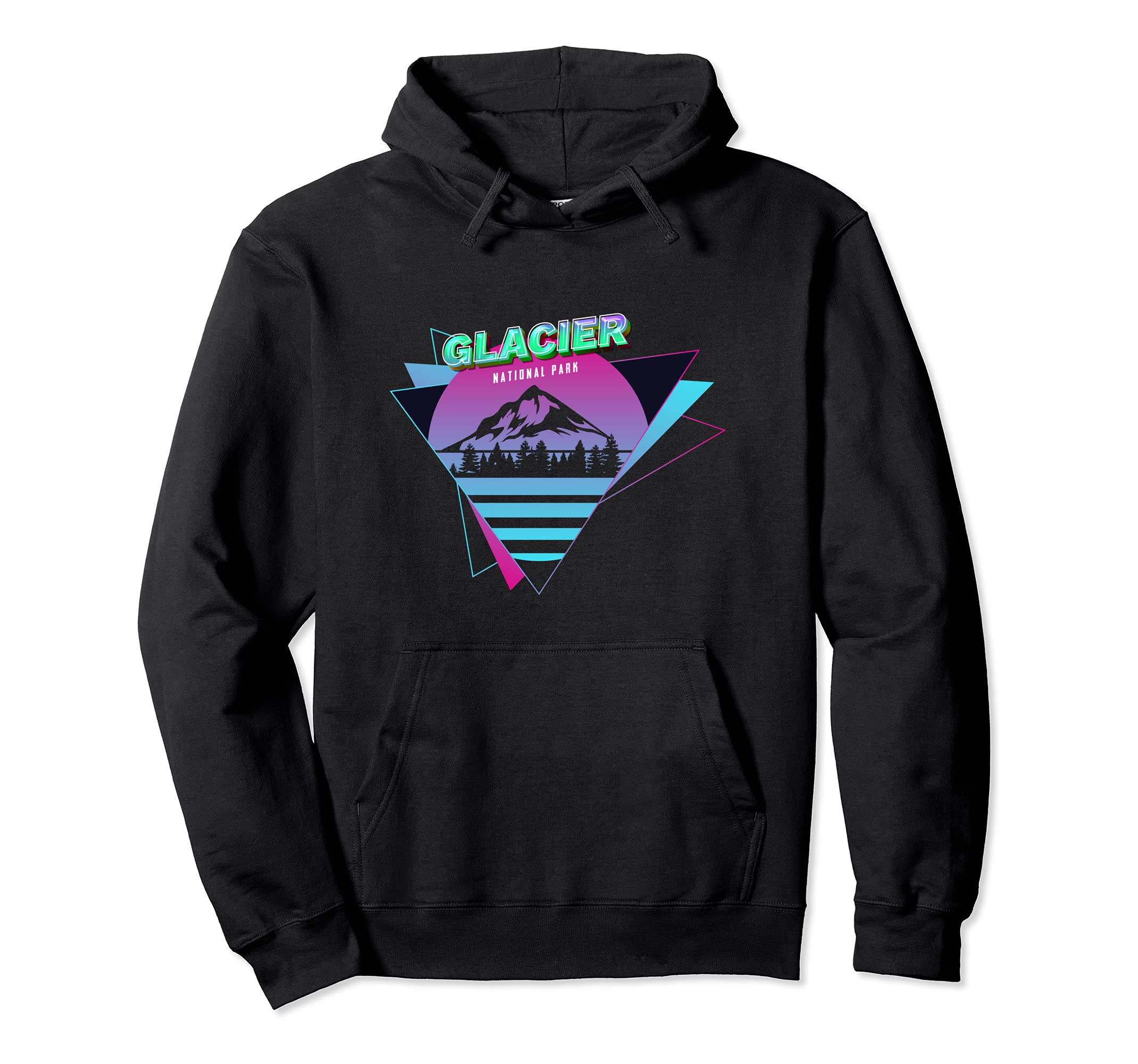 Vaporwave Glacier National Park Hoodie - Unique Graphic for Adults - T-Shirt, Sweatshirt, Hoodie
