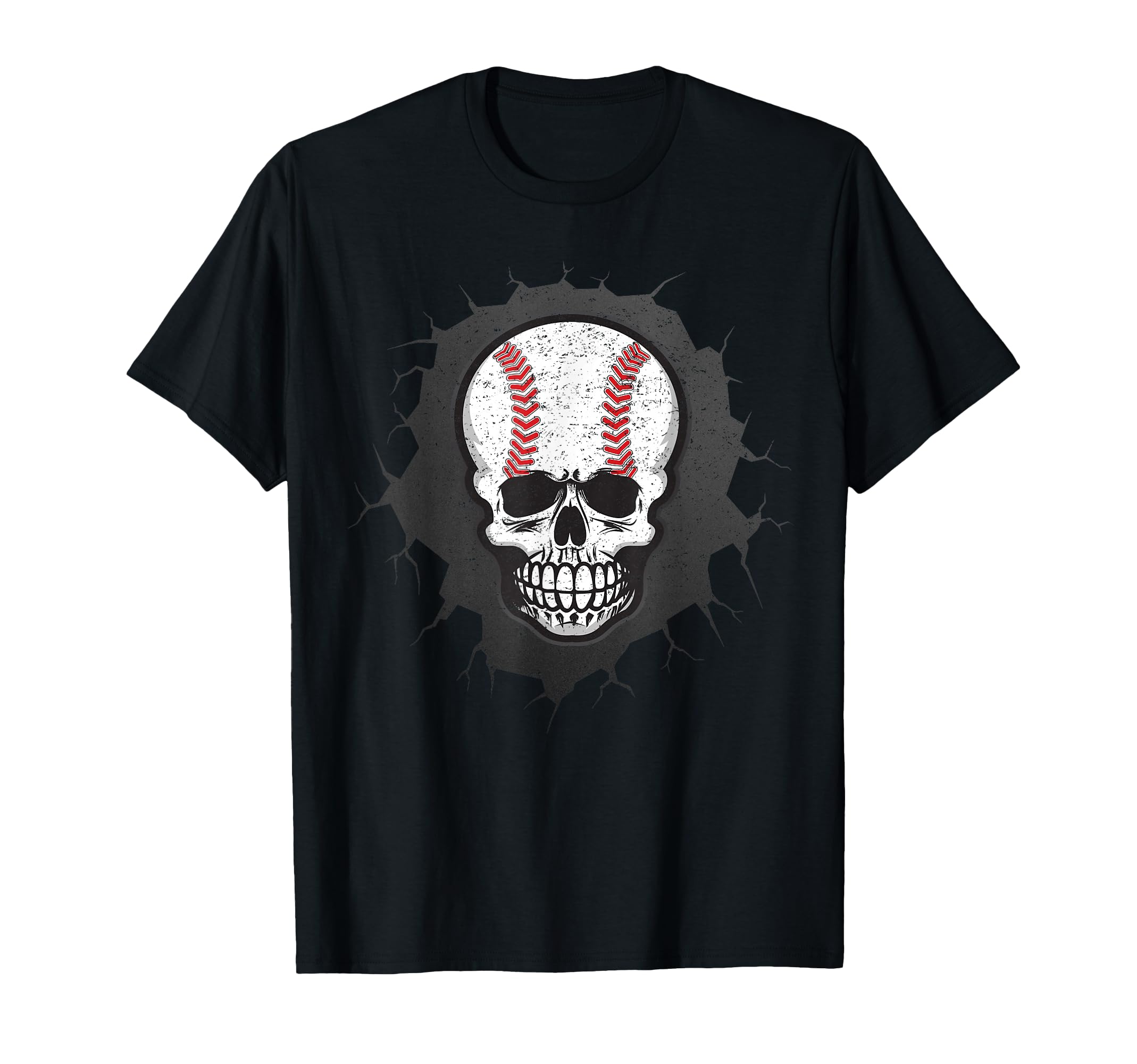 Baseball Skeleton Skull Halloween T-Shirt - Aesthetic Graphic Unisex - T-Shirt, Sweatshirt, Hoodie
