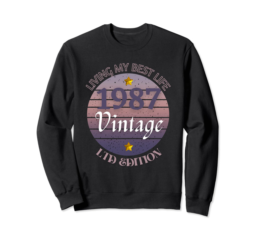 1987 Distressed Birthday Party Sweatshirt - Unique Graphic Men Women - T-Shirt, Sweatshirt, Hoodie