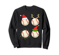 Baseball Ball Santa Hat Reindeer Elf Sweatshirt - Minimalist Print Unisex - T-Shirt, Sweatshirt, Hoodie