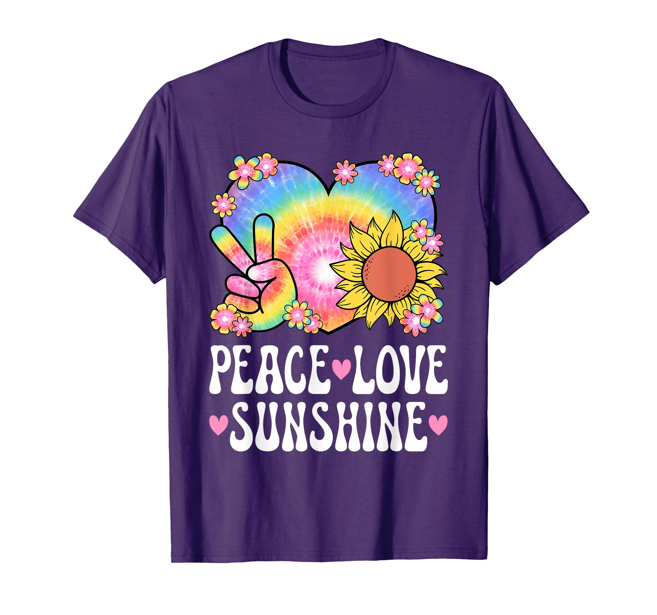 Peace Love Sunshine 60S 70S Sunflower T-Shirt - Graphic Print for Adults - T-Shirt, Sweatshirt, Hoodie