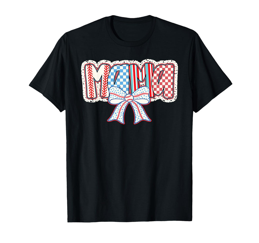 Baseball Mama Baseball Coquette Bow T-Shirt - Novelty Apparel Unisex - T-Shirt, Sweatshirt, Hoodie