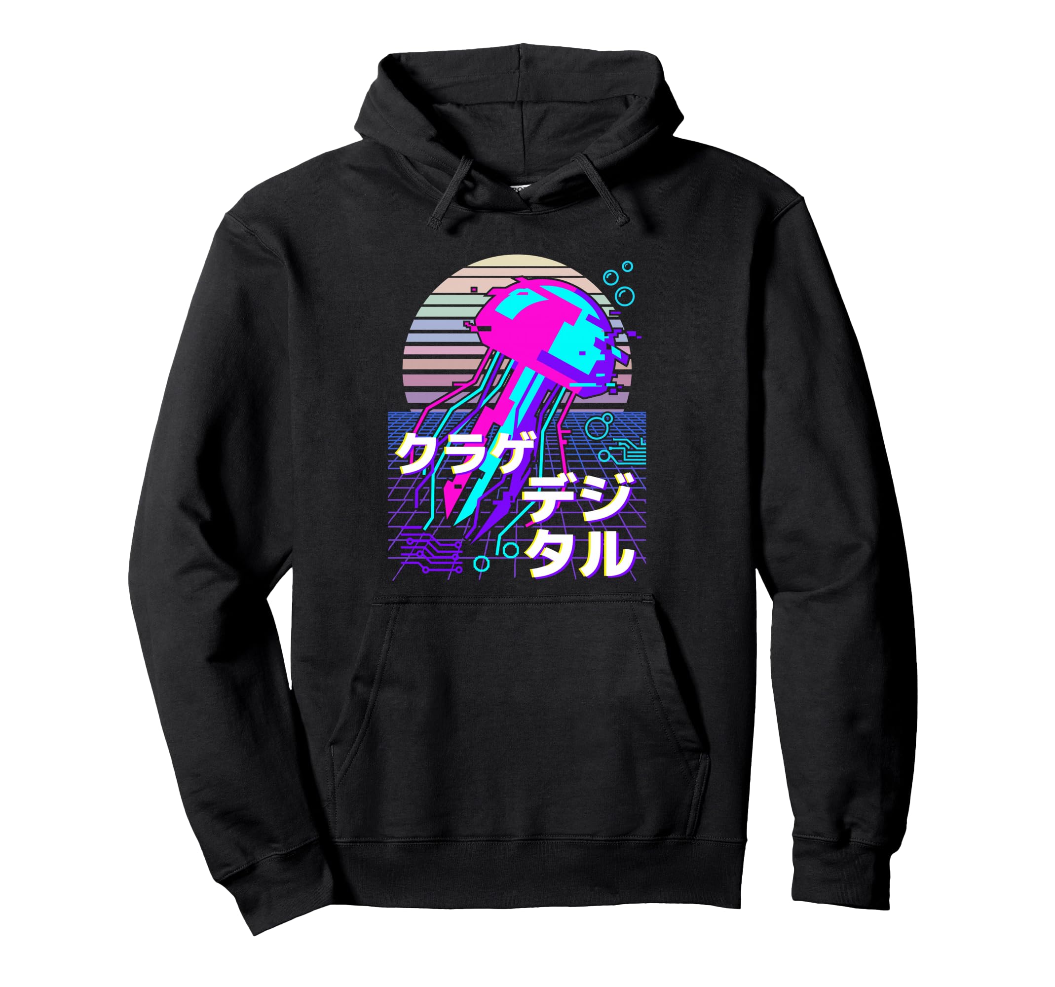 Glitch Jellyfish Vaporwave Aesthetic Hoodie - Minimalist Print Unisex - T-Shirt, Sweatshirt, Hoodie