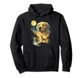 Golden Retriever Howling To Moon Meme Hoodie - Aesthetic Graphic Unisex - T-Shirt, Sweatshirt, Hoodie