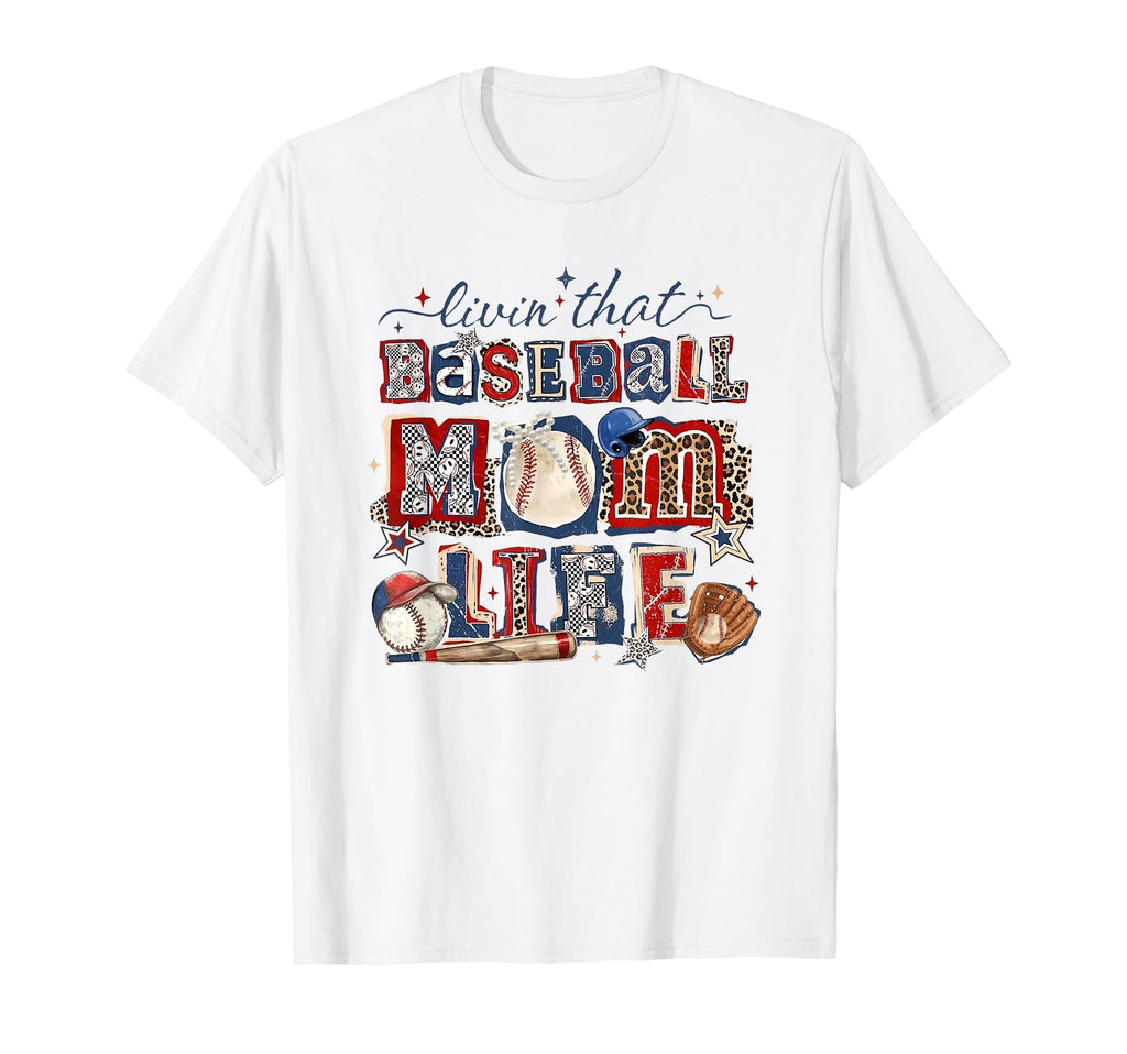 Livin That Baseball Mom Life Leopard T-Shirt - Novelty Apparel Unisex - T-Shirt, Sweatshirt, Hoodie