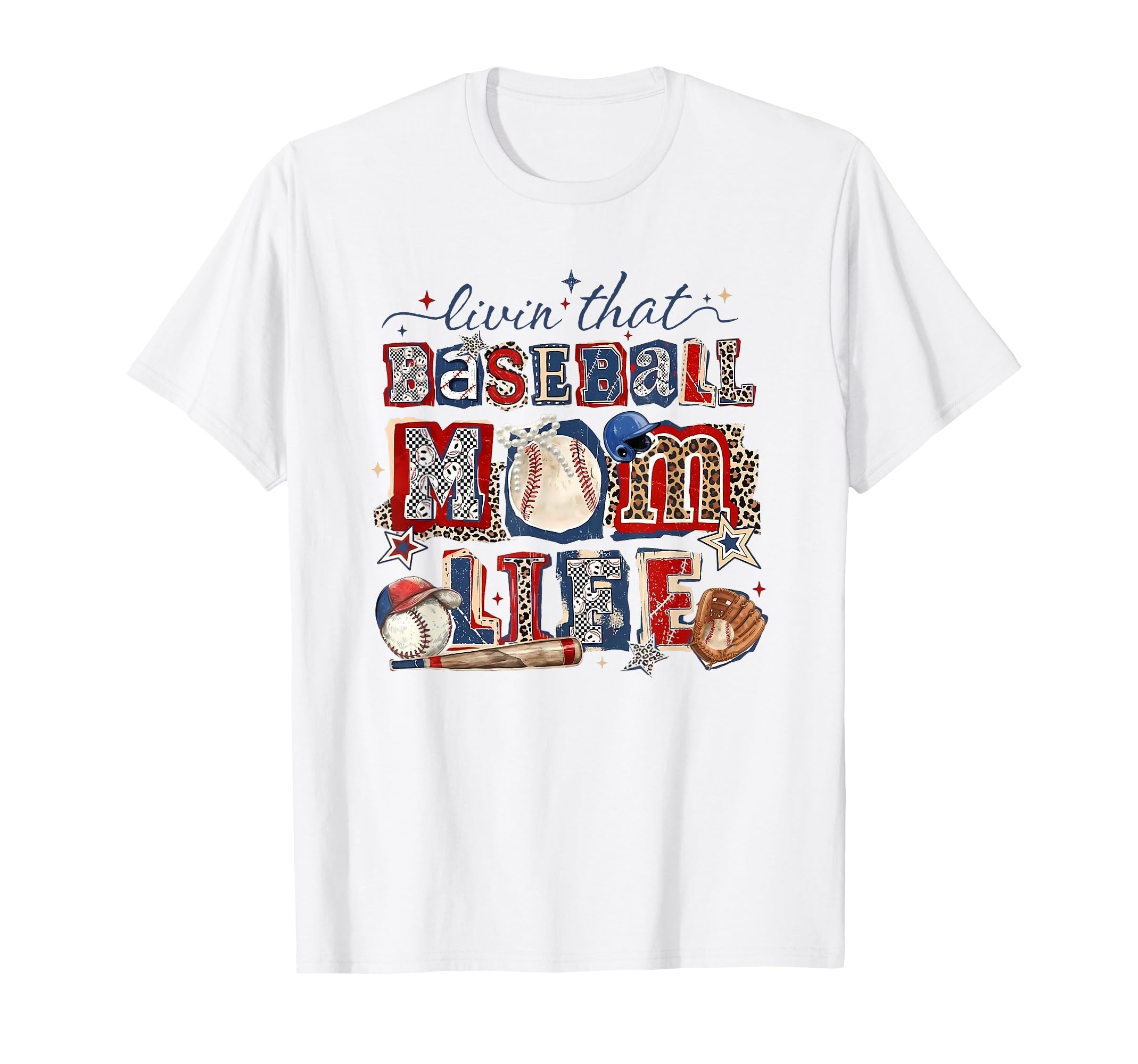 Livin That Baseball Mom Life Leopard T-Shirt - Novelty Apparel Unisex - T-Shirt, Sweatshirt, Hoodie