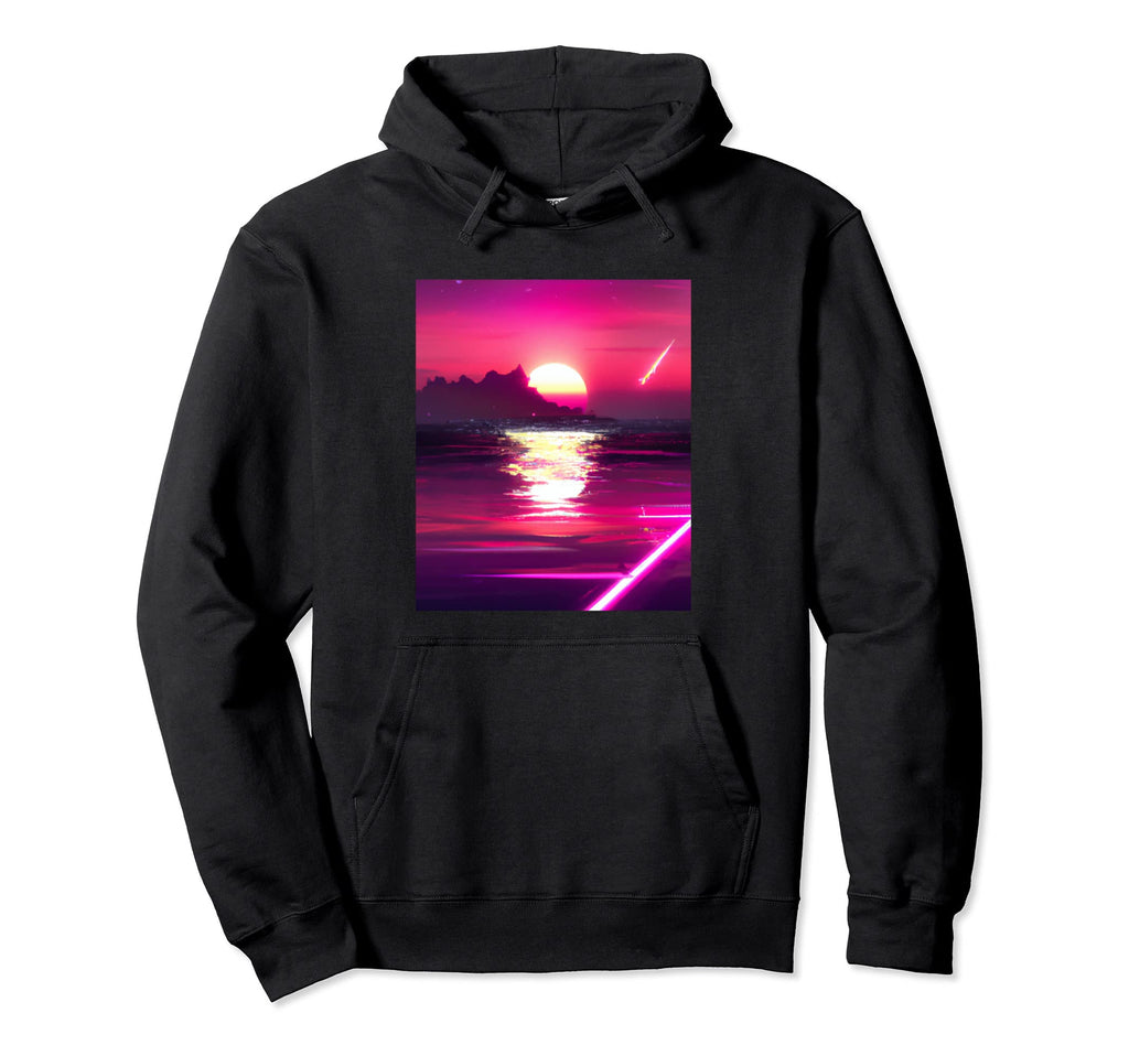 Vaporwave Sun Synthwave Sunset Hoodie - Minimalist Print for Adults - T-Shirt, Sweatshirt, Hoodie