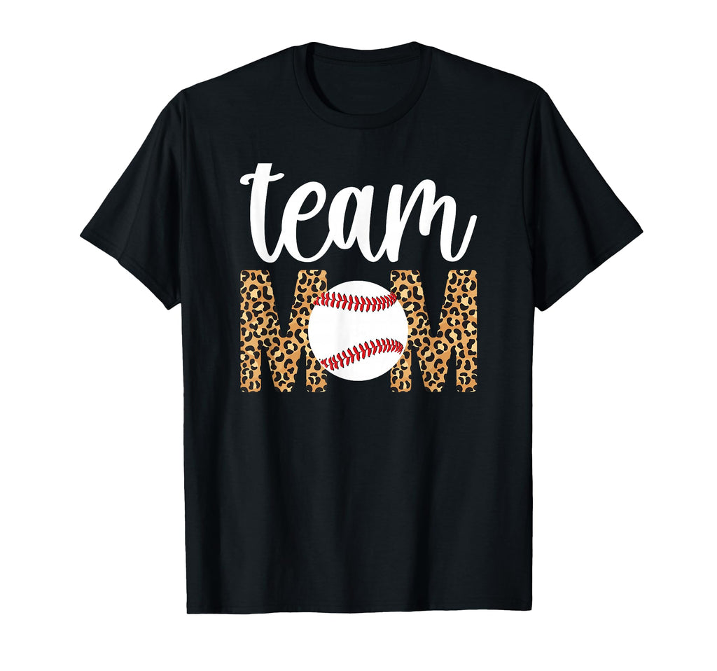 Team Mom Leopard Baseball Team T-Shirt - Casual Everyday Wear Men Women - T-Shirt, Sweatshirt, Hoodie