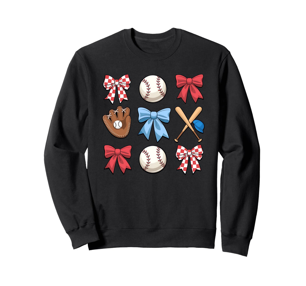 Baseball Sister Coquette Bow Mothers Sweatshirt - Graphic Print for Adults - T-Shirt, Sweatshirt, Hoodie