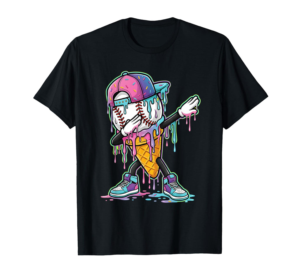 Dripping Baseball Drip Ice Cream Drip T-Shirt - Graphic Print Men Women - T-Shirt, Sweatshirt, Hoodie