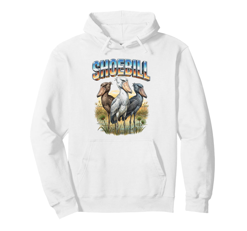 Shoebill Stork 70S 90S Shoebill Bird Hoodie - Unique Graphic Men Women - T-Shirt, Sweatshirt, Hoodie