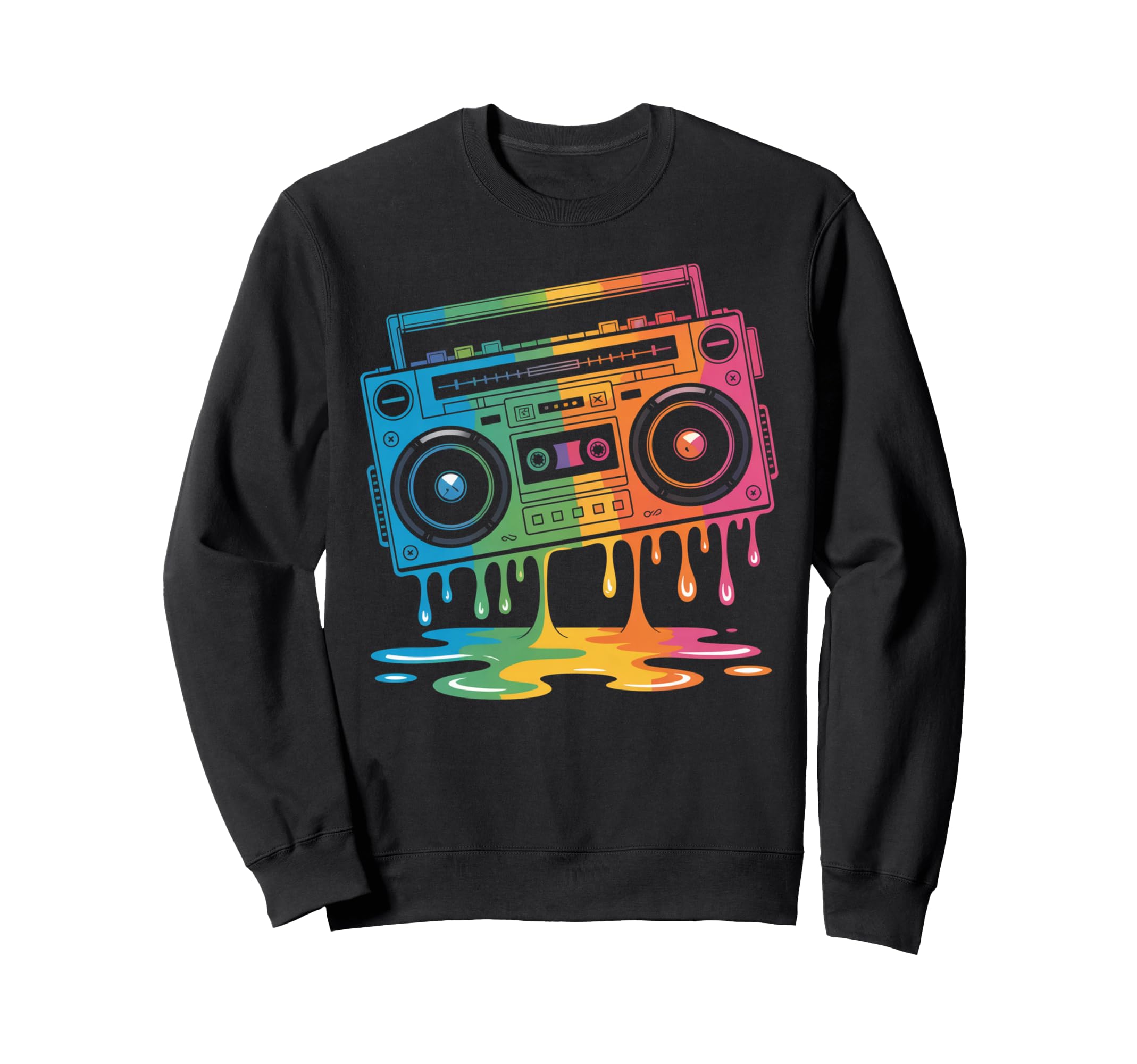 Dripping Paint Boombox Old School 80S Sweatshirt - Novelty Apparel Unisex - T-Shirt, Sweatshirt, Hoodie