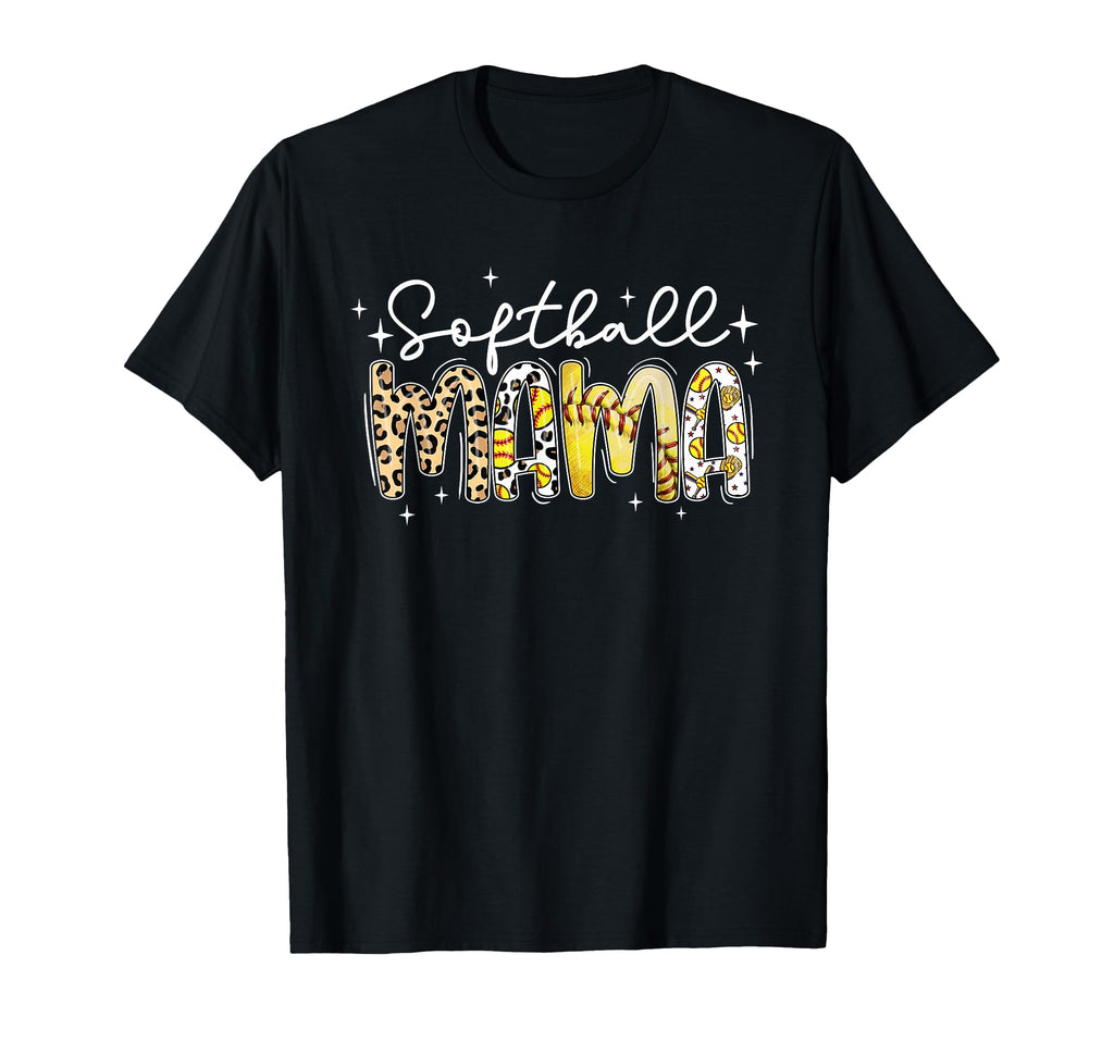 Softball Mama Leopard Game Day T-Shirt - Custom Art Print Men Women - T-Shirt, Sweatshirt, Hoodie