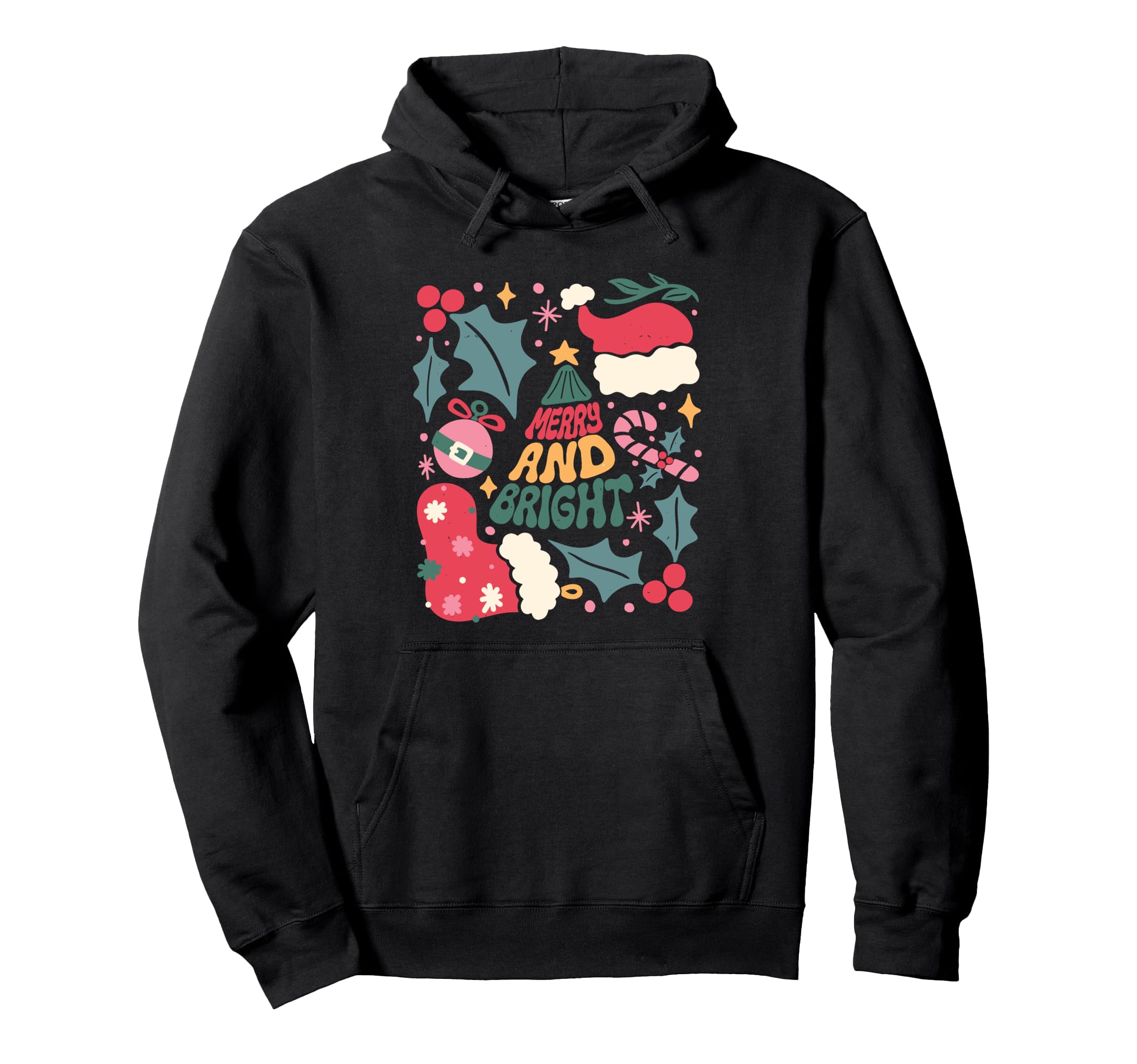 Merry And Bright Aesthetic Boho Hoodie - Aesthetic Graphic for Adults - T-Shirt, Sweatshirt, Hoodie