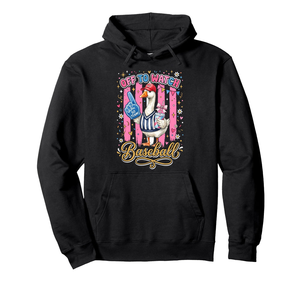Off To Watch Basebal Silly Goose Funny Hoodie - Trendy Graphic for Adults - T-Shirt, Sweatshirt, Hoodie