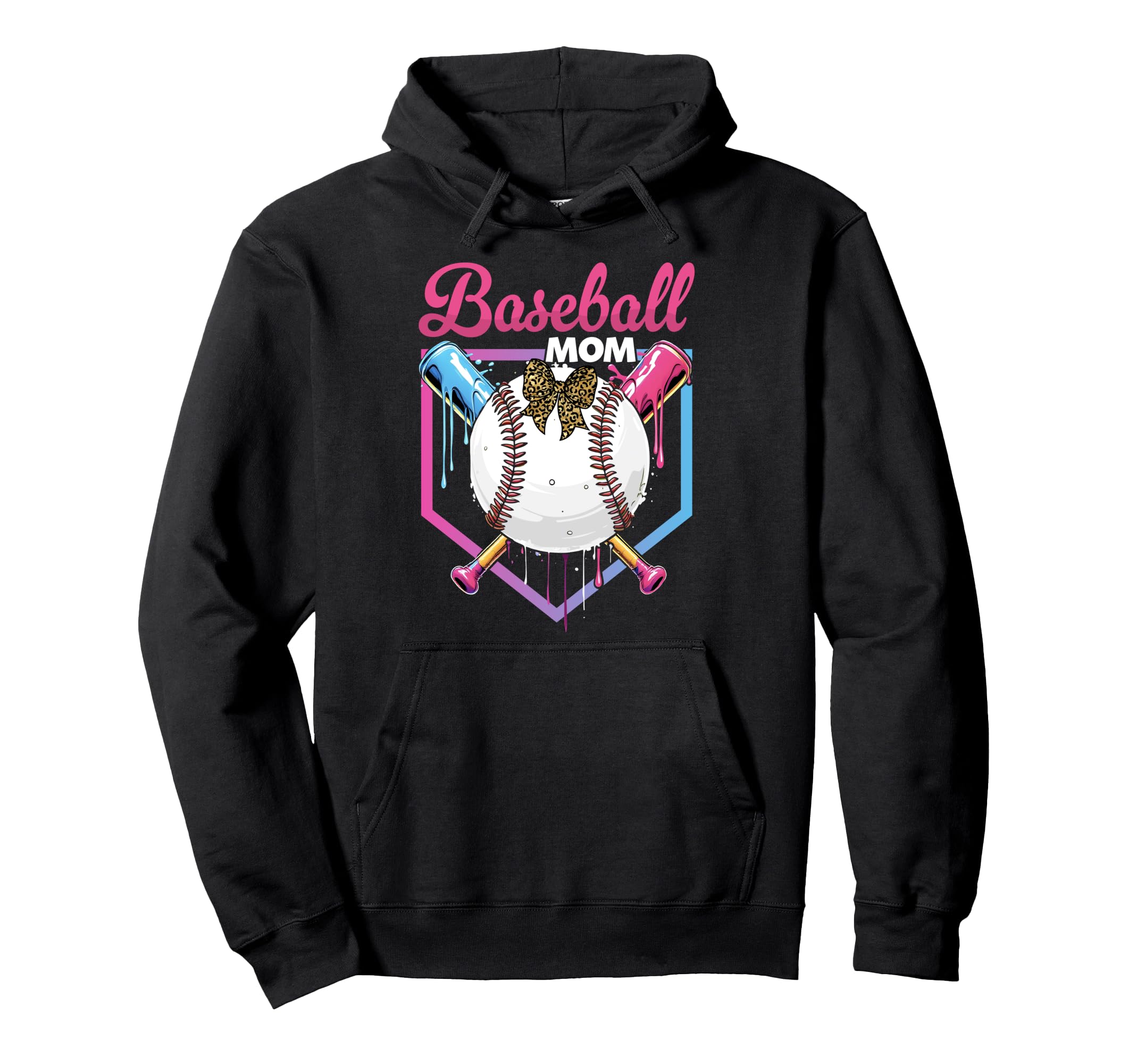 Baseball Drip Mom Bow Baseball Mothers Hoodie - Minimalist Print Men Women - T-Shirt, Sweatshirt, Hoodie