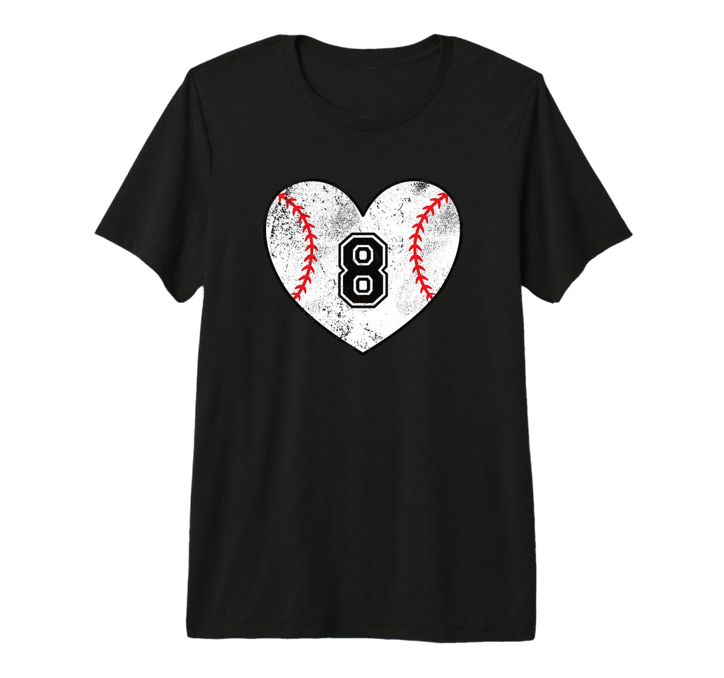 Baseball Heart Player 8 Baseball Mom T-Shirt - Custom Art Print Men Women - T-Shirt, Sweatshirt, Hoodie