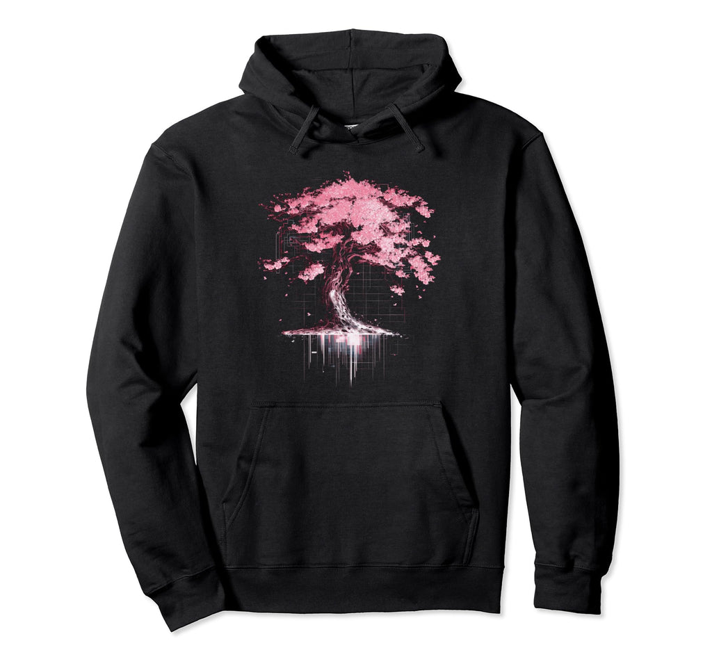 Japanese Cherry Blossom Vaporwave Aesthetic Hoodie - Unique Graphic Unisex - T-Shirt, Sweatshirt, Hoodie