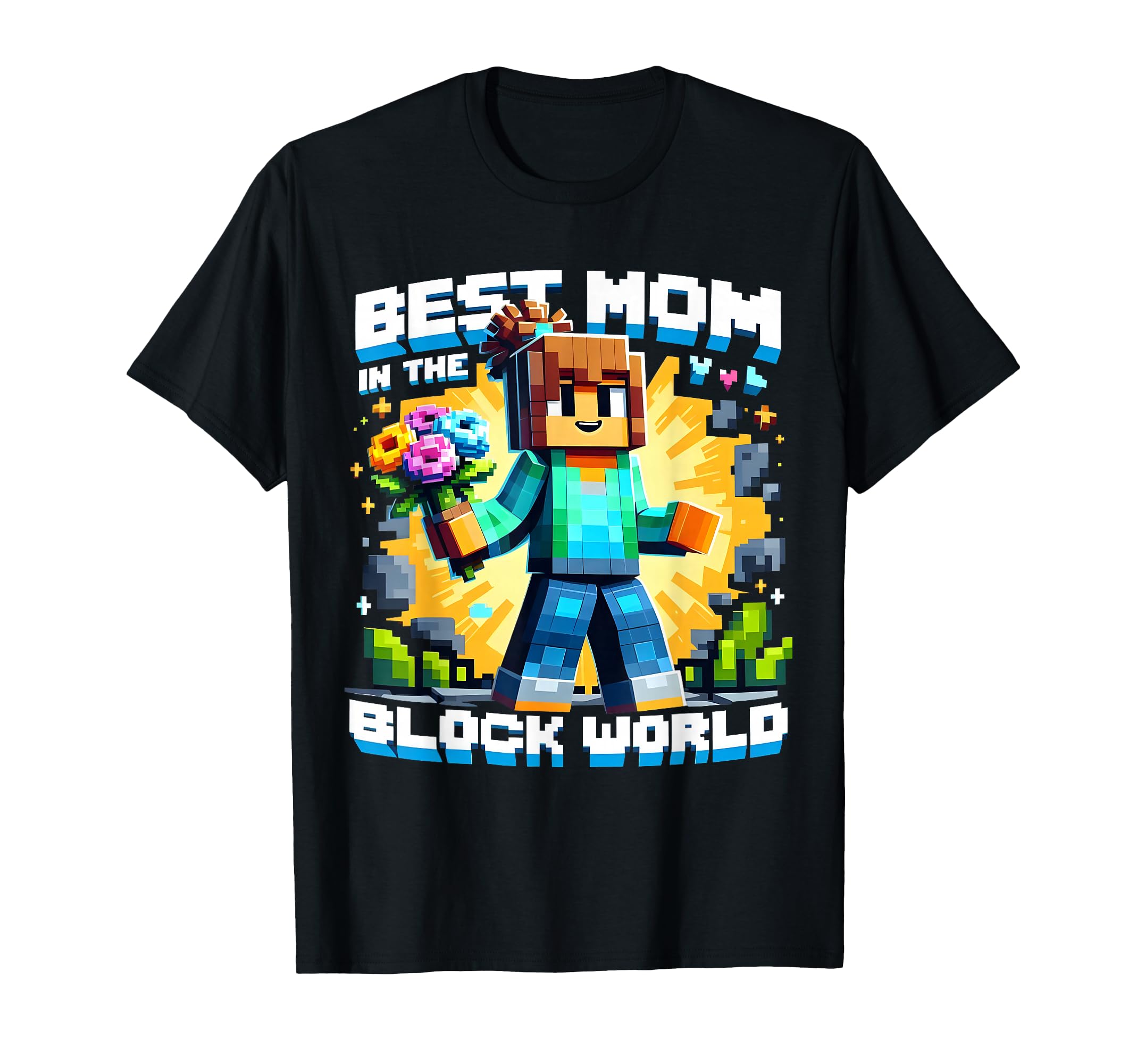 Best Mom Block World Pixel Gaming Mother T-Shirt - Graphic Print Men Women - T-Shirt, Sweatshirt, Hoodie