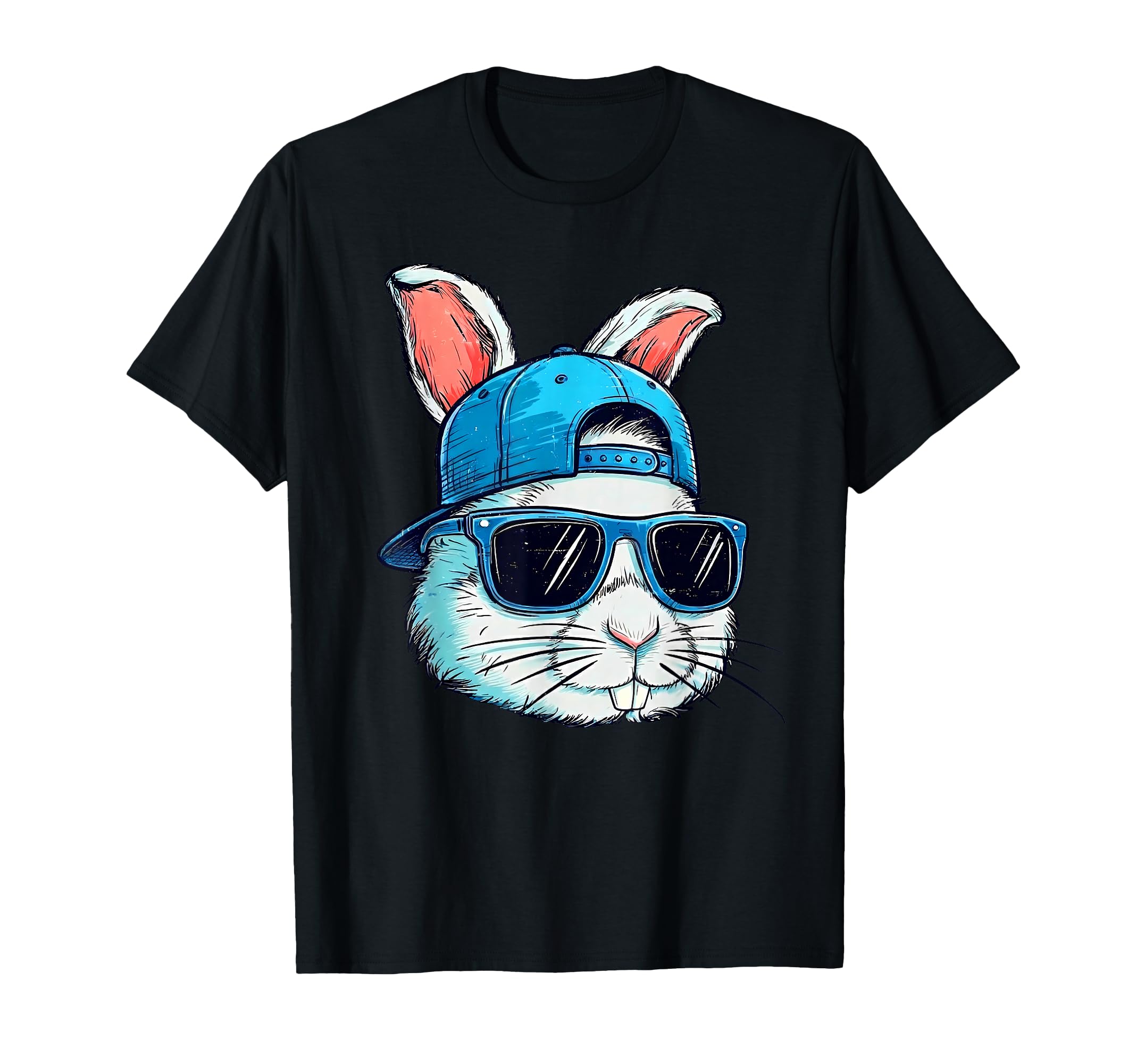 Easter Bunny Face Baseball Cap Sunglasses T-Shirt - Graphic Print Unisex - T-Shirt, Sweatshirt, Hoodie