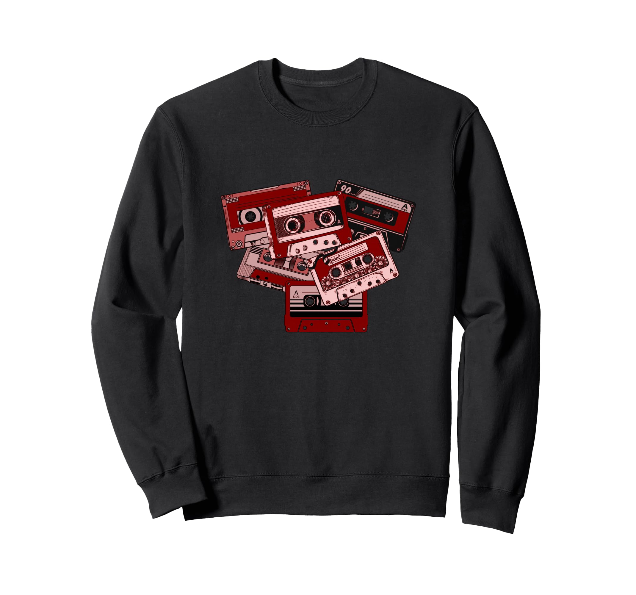 Maroon Red Burgundy Tape Cassettes Old Sweatshirt - Novelty Apparel Unisex - T-Shirt, Sweatshirt, Hoodie
