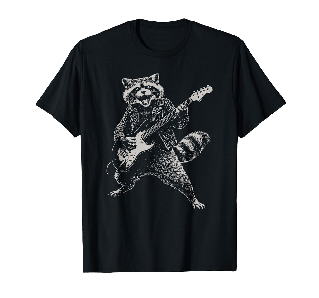 Grunge Raccoon Playing Guitar Lover T-Shirt - Custom Art Print Unisex - T-Shirt, Sweatshirt, Hoodie