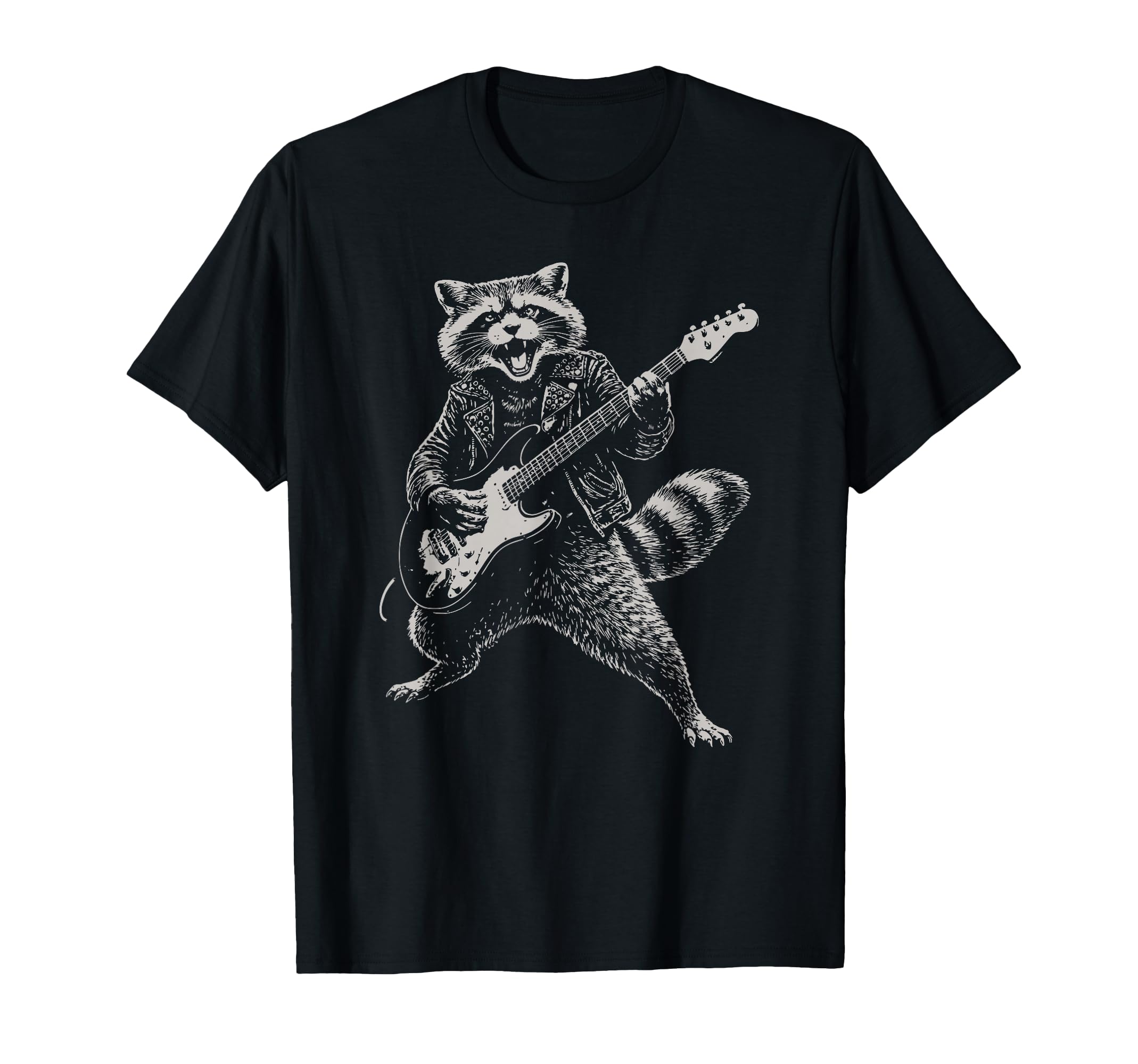 Grunge Raccoon Playing Guitar Lover T-Shirt - Custom Art Print Unisex - T-Shirt, Sweatshirt, Hoodie