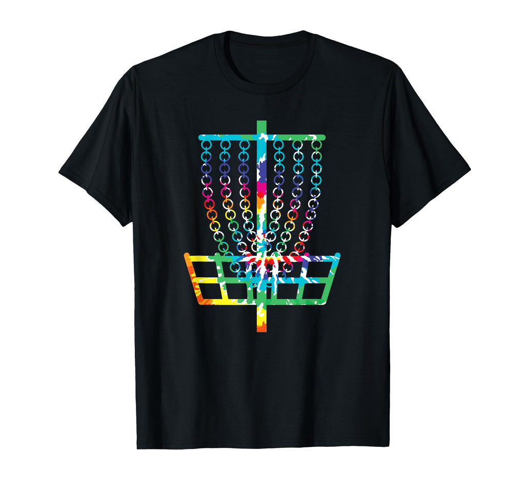 Disc Golf Basket Hippie Rainbow Tie T-Shirt - Custom Art Print Men Women - T-Shirt, Sweatshirt, Hoodie