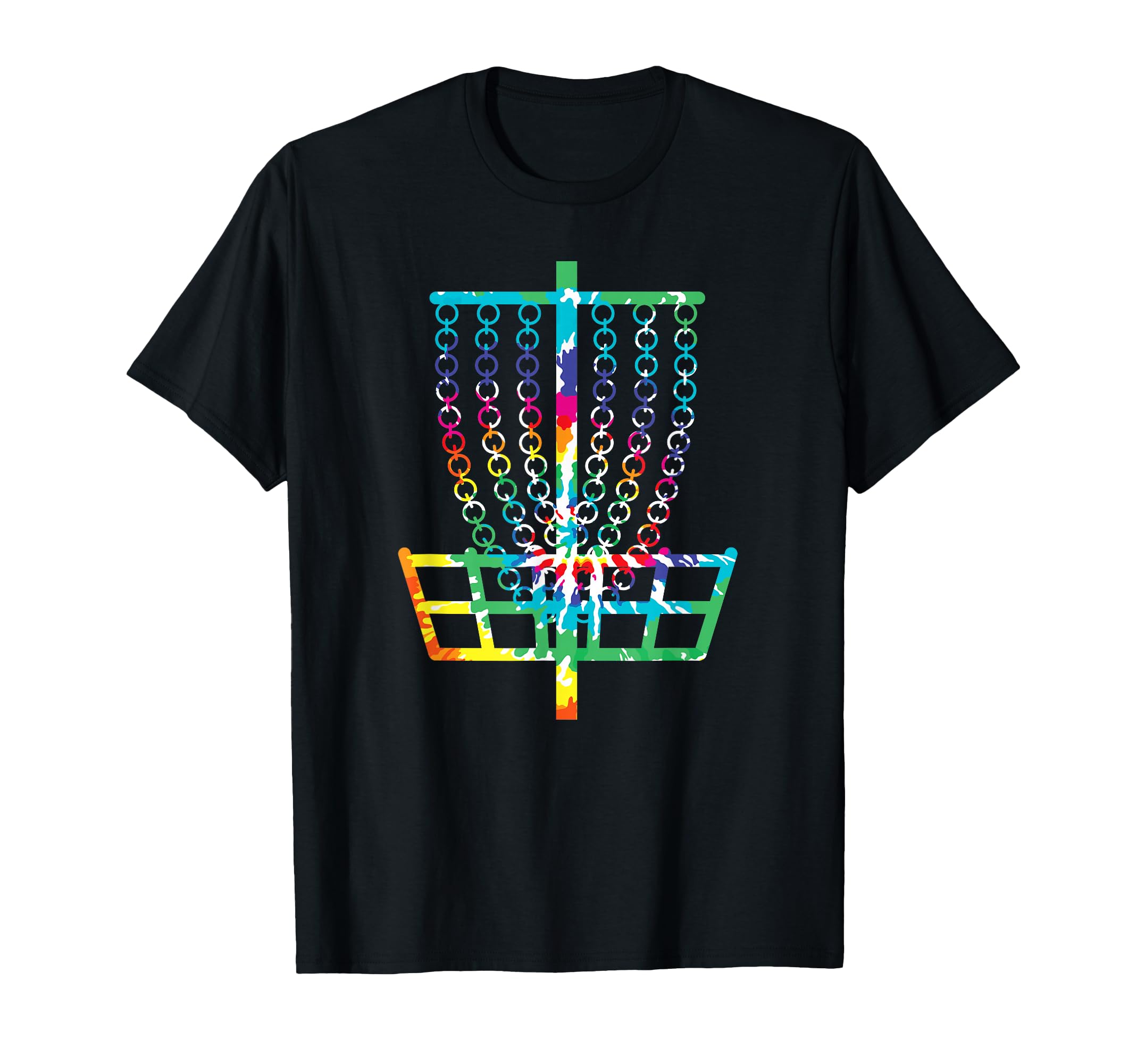 Disc Golf Basket Hippie Rainbow Tie T-Shirt - Custom Art Print Men Women - T-Shirt, Sweatshirt, Hoodie