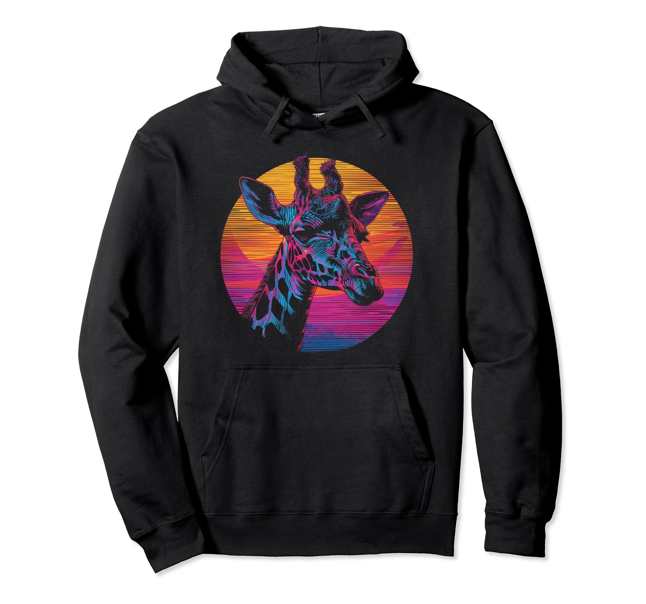 Giraffe Vaporwave Aesthetic Synthwave Hoodie - Unique Graphic for Adults - T-Shirt, Sweatshirt, Hoodie