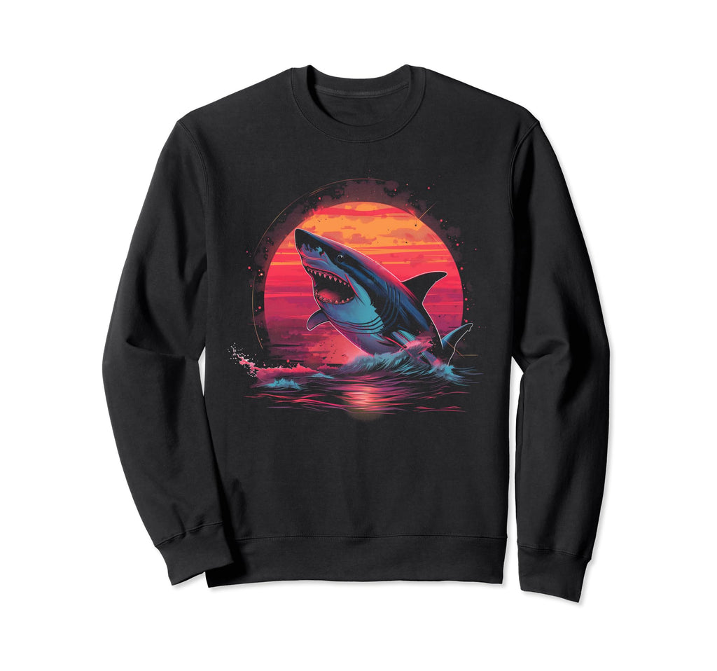 Shark Vaporwave Aesthetic Synthwave Sweatshirt - Fun Novelty Design Unisex - T-Shirt, Sweatshirt, Hoodie