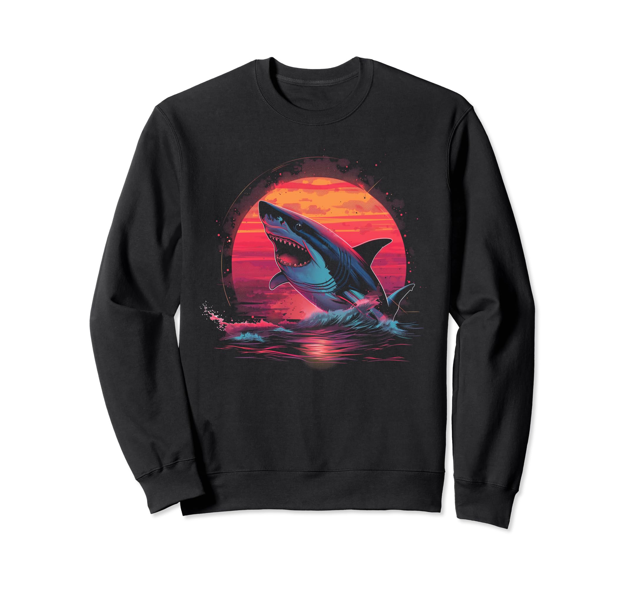 Shark Vaporwave Aesthetic Synthwave Sweatshirt - Fun Novelty Design Unisex - T-Shirt, Sweatshirt, Hoodie