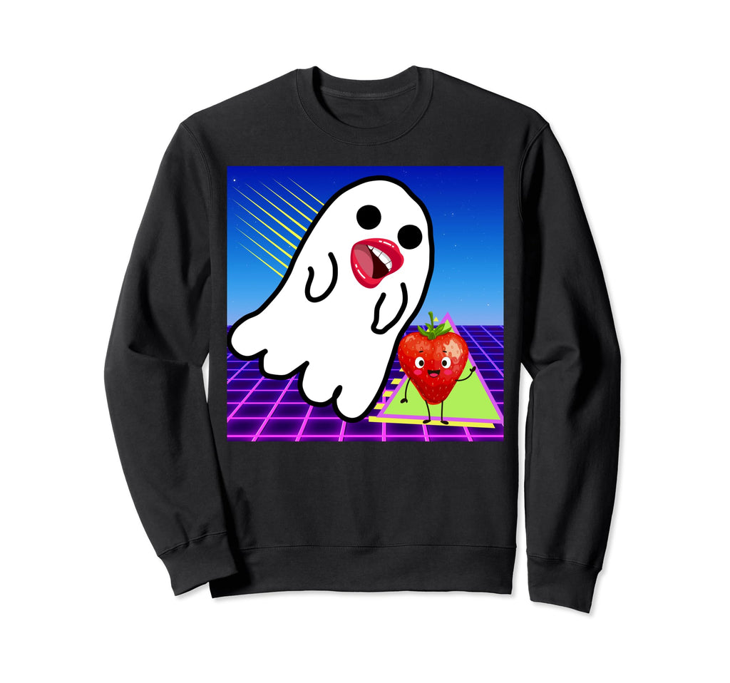 Ghost Eating Strawberry Weirdcore Y2K Sweatshirt - Graphic Print Unisex - T-Shirt, Sweatshirt, Hoodie