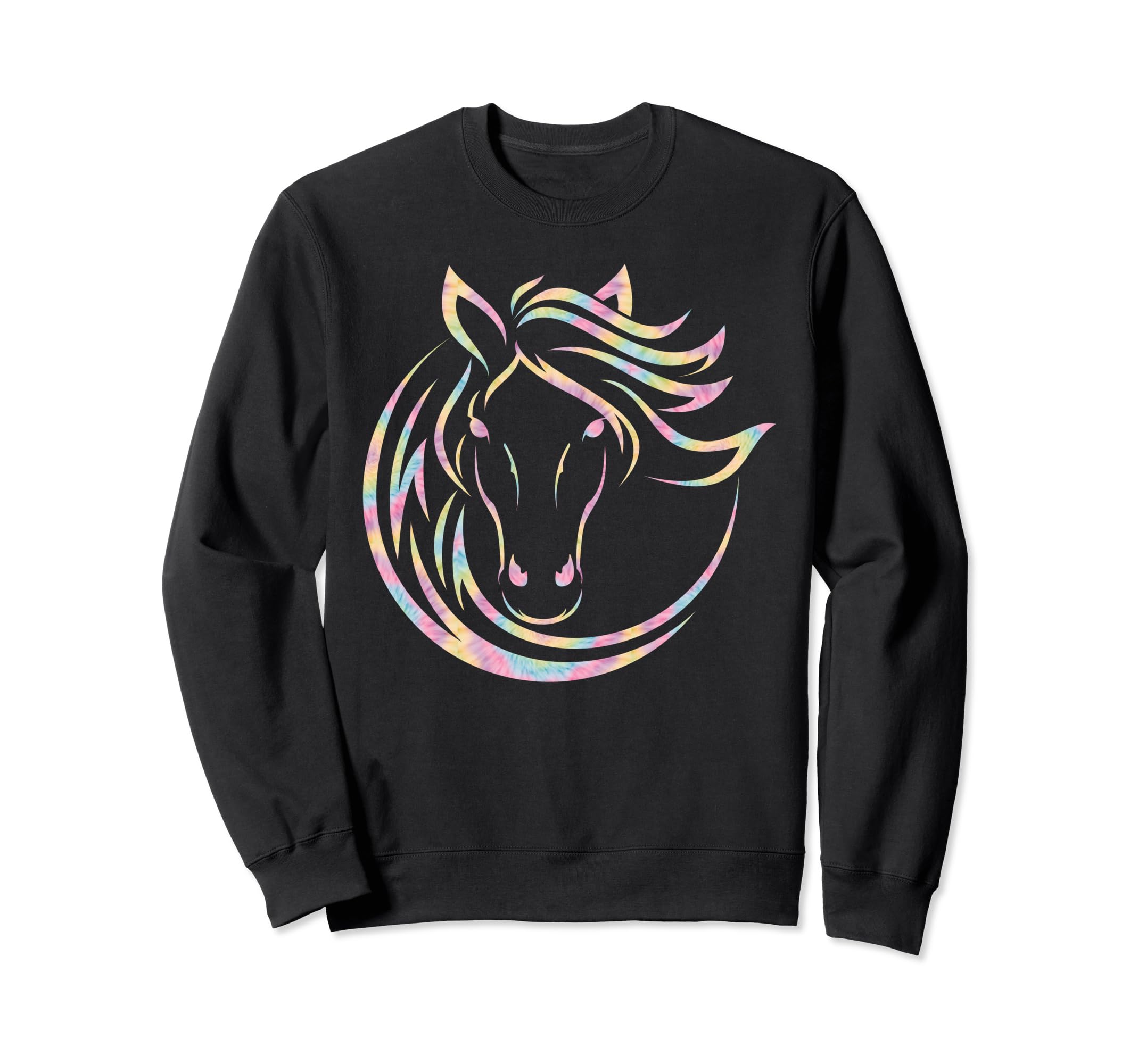 Horse Head Tie Die Boho Line Sweatshirt - Casual Everyday Wear Men Women - T-Shirt, Sweatshirt, Hoodie