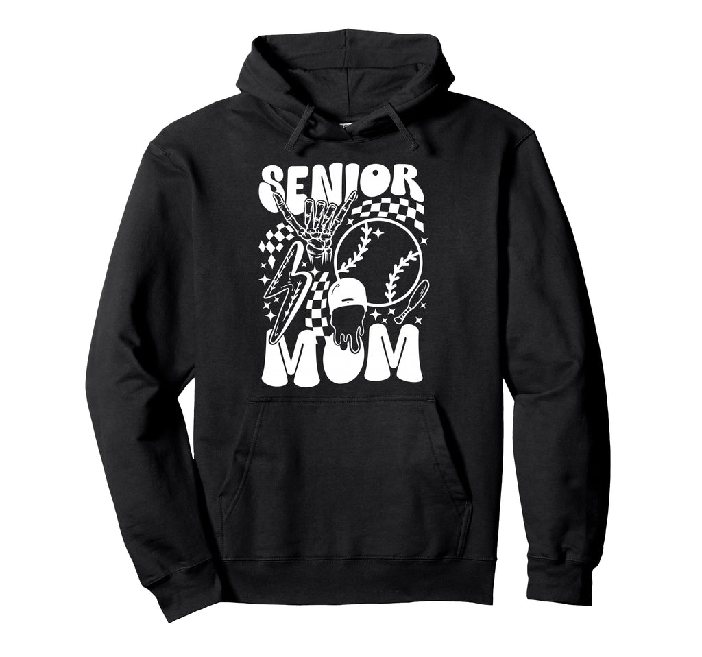 Groovy Baseball Senior Mom Baseball Hoodie - Minimalist Print Men Women - T-Shirt, Sweatshirt, Hoodie
