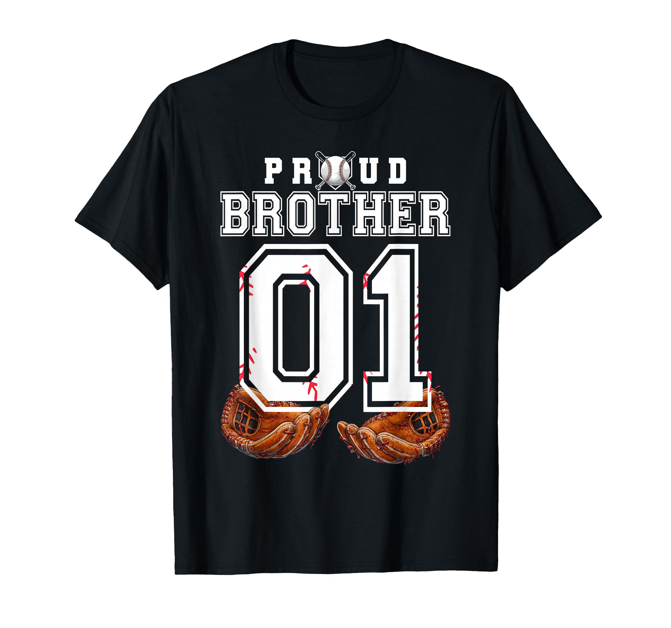 Proud Brother Baseball Player Number 1 T-Shirt - Unique Graphic for Adults - T-Shirt, Sweatshirt, Hoodie