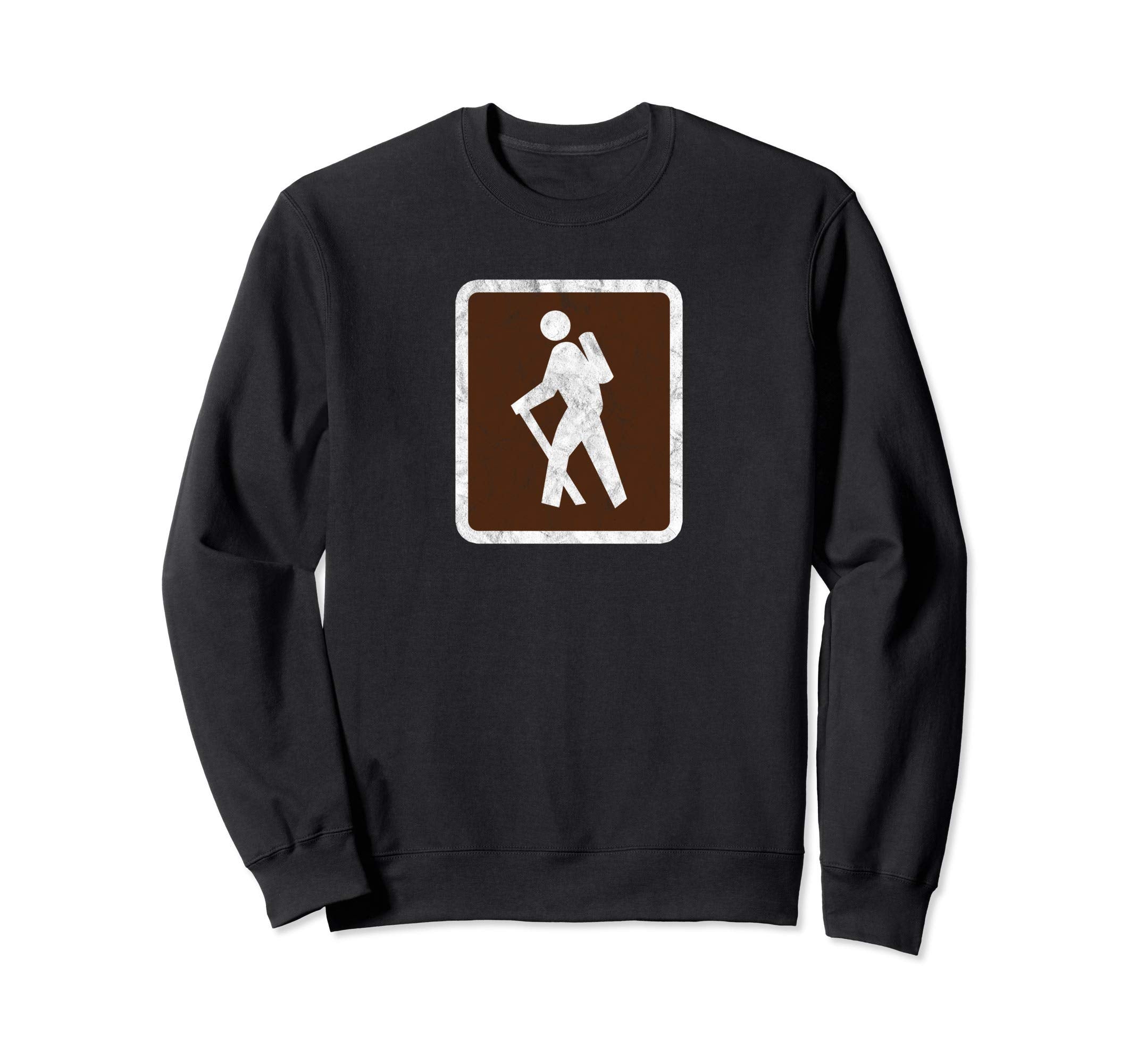 Hiking Sign Distressed Hike Symbol Trail Sweatshirt - Graphic Print Unisex - T-Shirt, Sweatshirt, Hoodie
