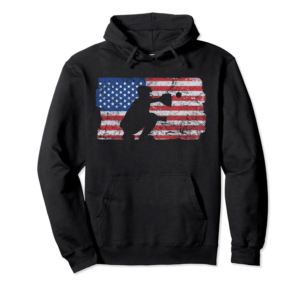 Baseball Flag Catcher Patriotic Ball Hoodie - Minimalist Print for Adults - T-Shirt, Sweatshirt, Hoodie