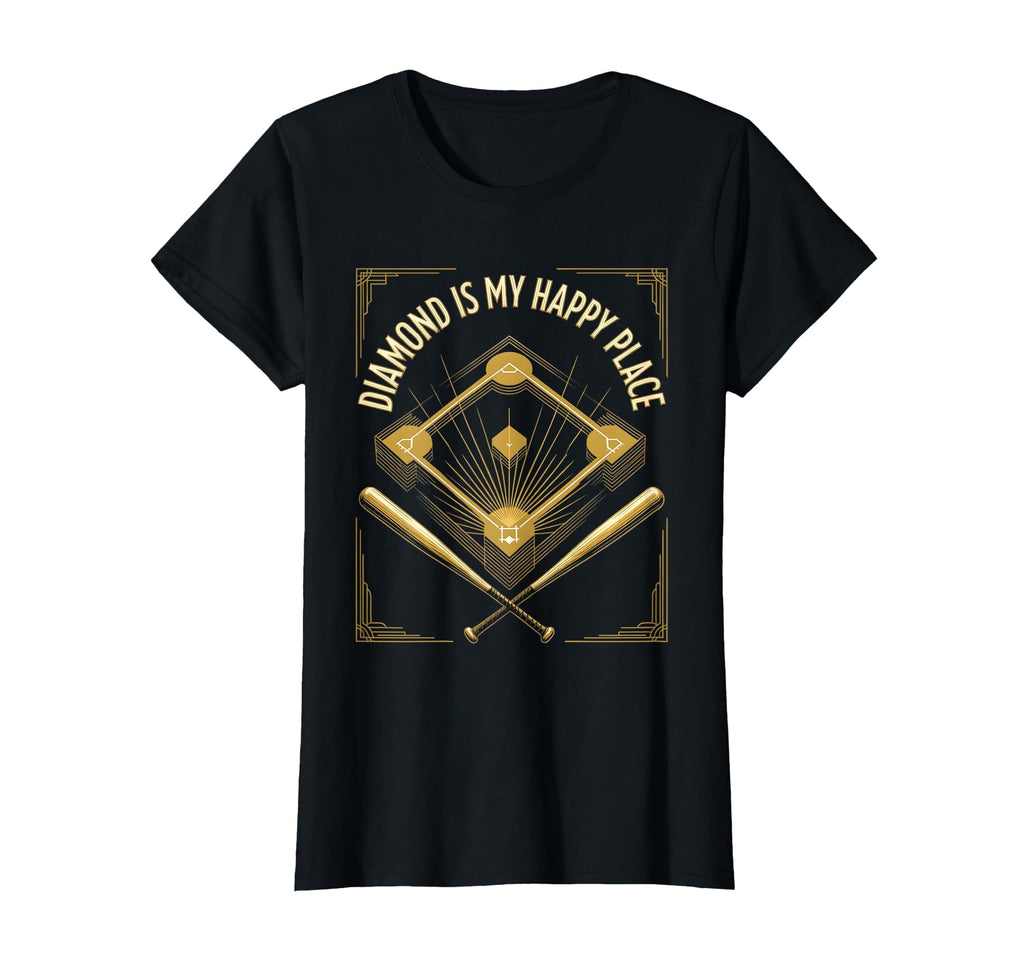 Diamond Is My Happy Place Baseball Mom T-Shirt - Streetwear Style Men Women - T-Shirt, Sweatshirt, Hoodie