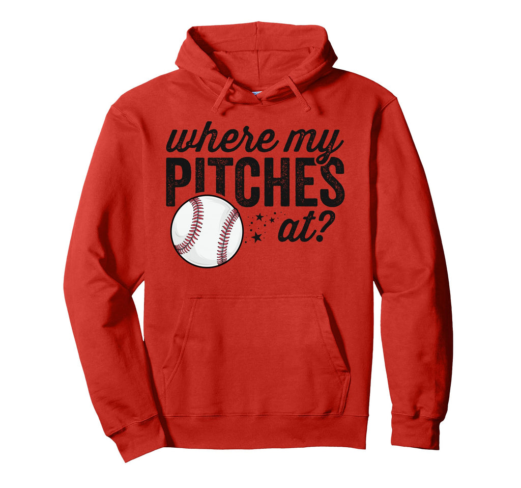 Where My Pitches Funny Mom Baseball Gift Hoodie - Trendy Graphic Unisex - T-Shirt, Sweatshirt, Hoodie