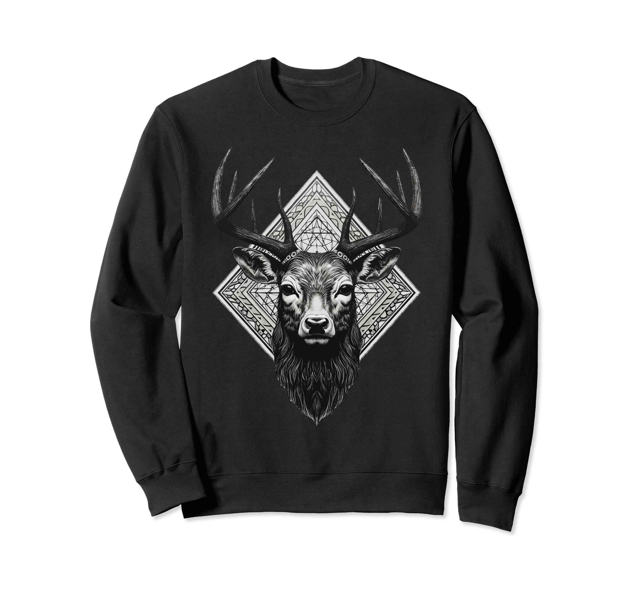Boho Deer Head Monochromatic Stag Sweatshirt - Minimalist Print Men Women - T-Shirt, Sweatshirt, Hoodie